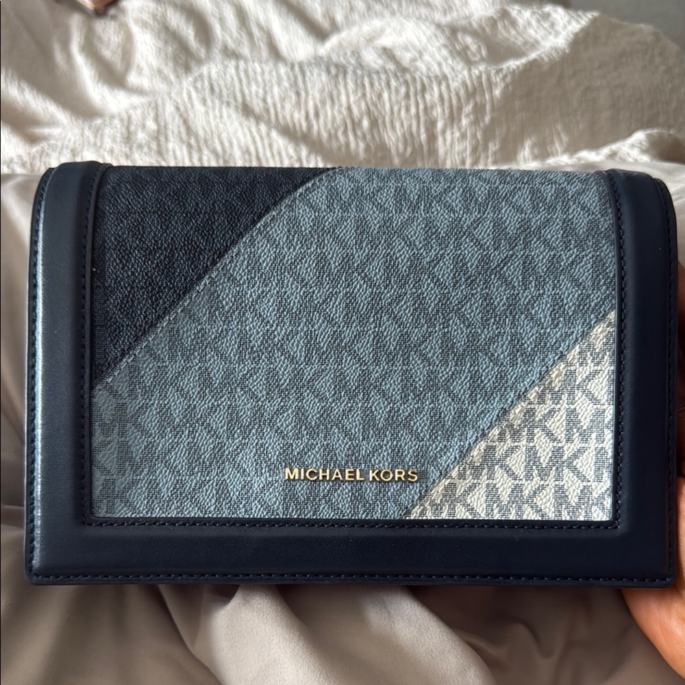 Michael Kors Blue and Gray Wallet with Monogram Design